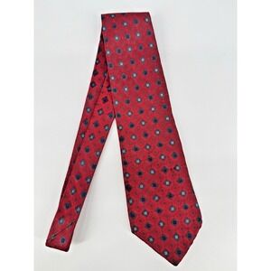 Mens Red Silk Tie Geometric Diamond Pattern Blue Gray Classic Business GUESS